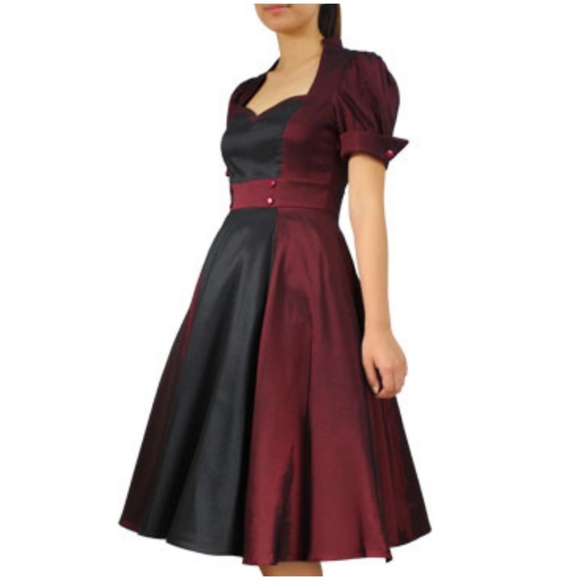 Plus Size Pin Up Flared Swing Short Sleeve Dress - Picture 4 of 6